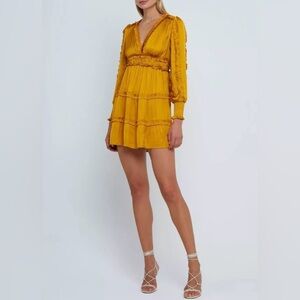 O.P..T. Anthropologie Shimmer Party Cocktail Dress Gold Elegant NWT Size M